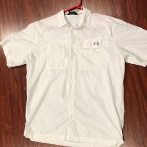 White button up Under Armor shirt